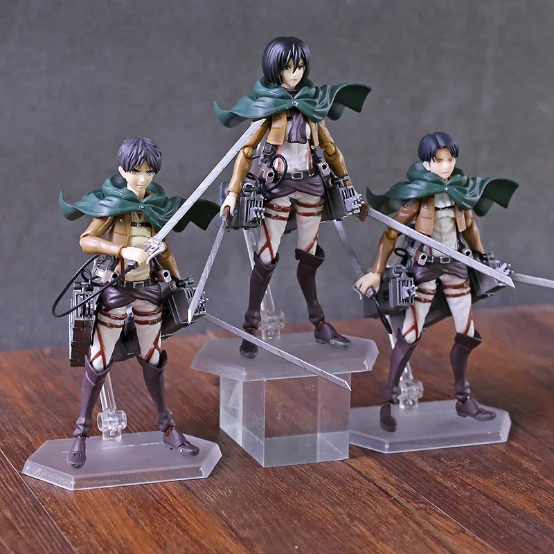 Figma Attack on Titan Eren Jaeger / Mikasa Ackerman / Levi Ackerman / PVC Action Figure Model Toy Figuirne