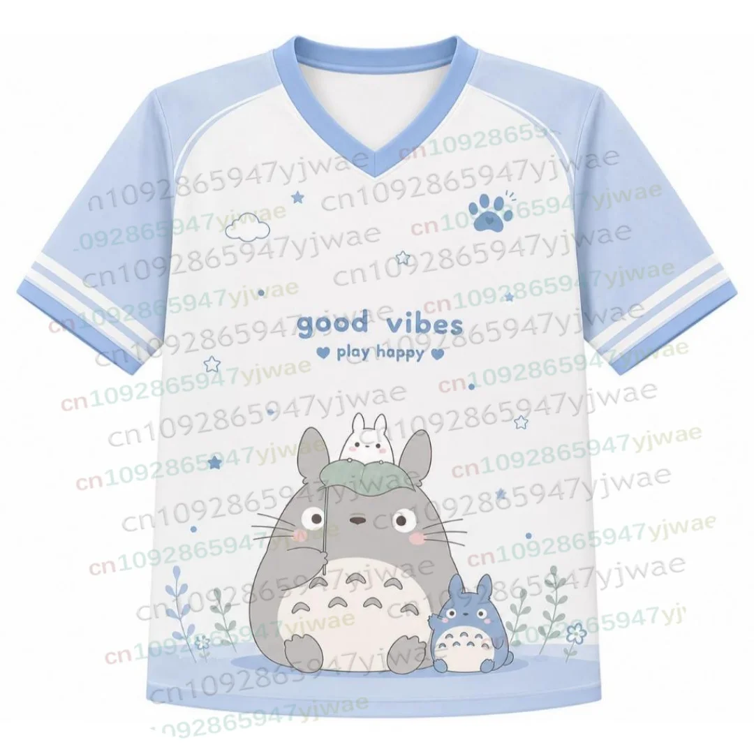 Herrenhemd, Damen-T-Shirt, Anime-Design „Nächster Nachbar Totoro“, T-Shirt mit V-Ausschnitt, kurzärmeliges Sport-T-Shirt, Freizeitkleidung, Streetwear, Hip-Hop, Herrenbekleidung. – Detail 6