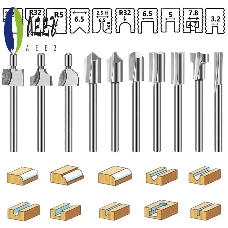 

AEE2-20 шт. HSS резьбовые биты для гравировки по дереву и фрезы с 1/8 дюйма (3 мм), вращающиеся инструменты, аксессуары для DIY, деревообработка, резьба
