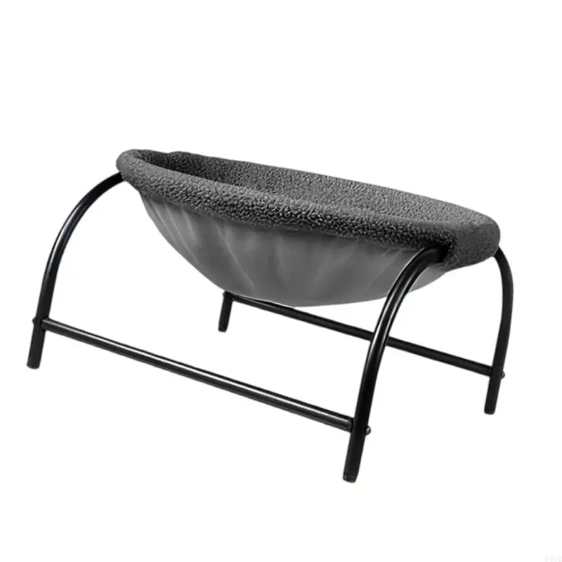 سرير مرتفع للقطط، هيكل مقوس، إطار فولاذي متين، يمكن غسله في الغسالة، كراسي الحيوانات الأليفة سهلة التجميع P9YB