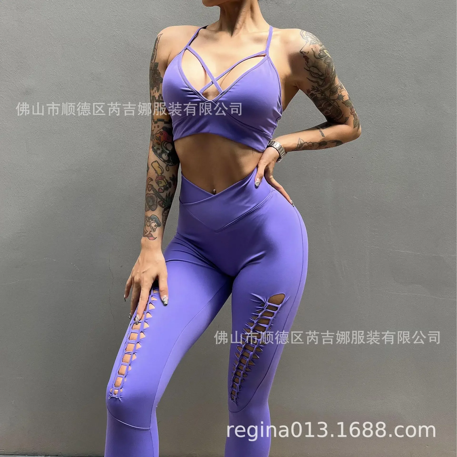 

Sports Fitne ss Deep V Sexy Bra Underwear Women's High Waist Tight Hip Lift Yoga Hollow Pants