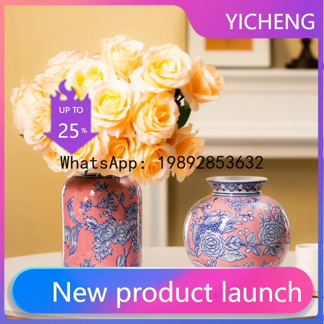 

Ceramic vase chinese style big belly pure handmade flower arrangement living room home furnishings painted vase ornaments