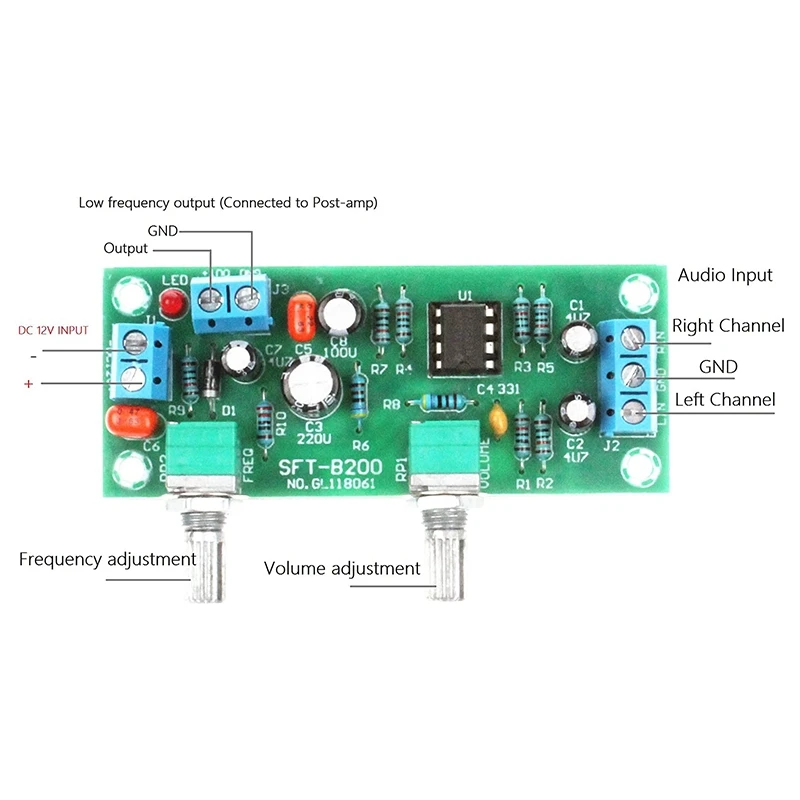 Single Power Supply 10-24V Subwoofer Front Board, Front Finished Board,Low-Pass Filter Board