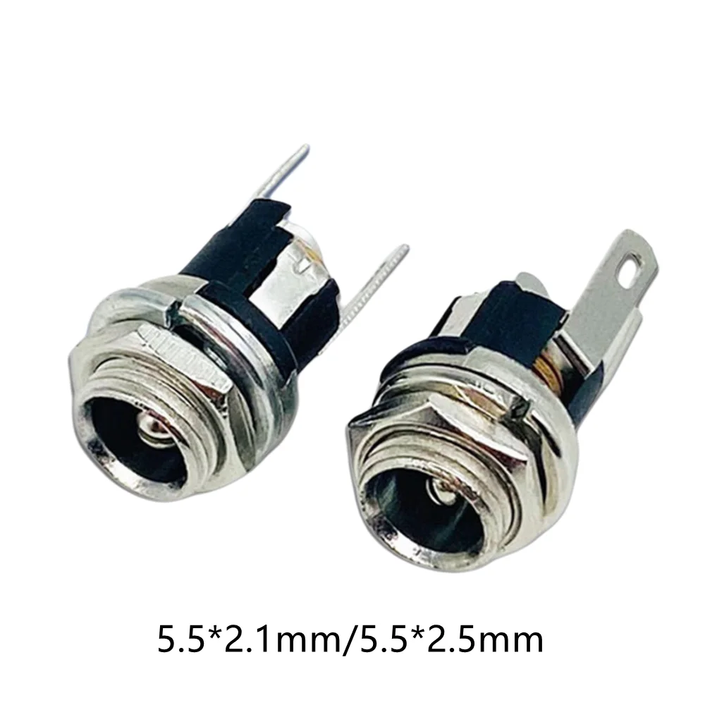 5/10pcs DC025 5.5*2.1mm/5.5*2.5mm DC Socket With Nut 5.5x2.1/2.5mm DC Power Jack Socket Female Panel Mount Connector DC-025