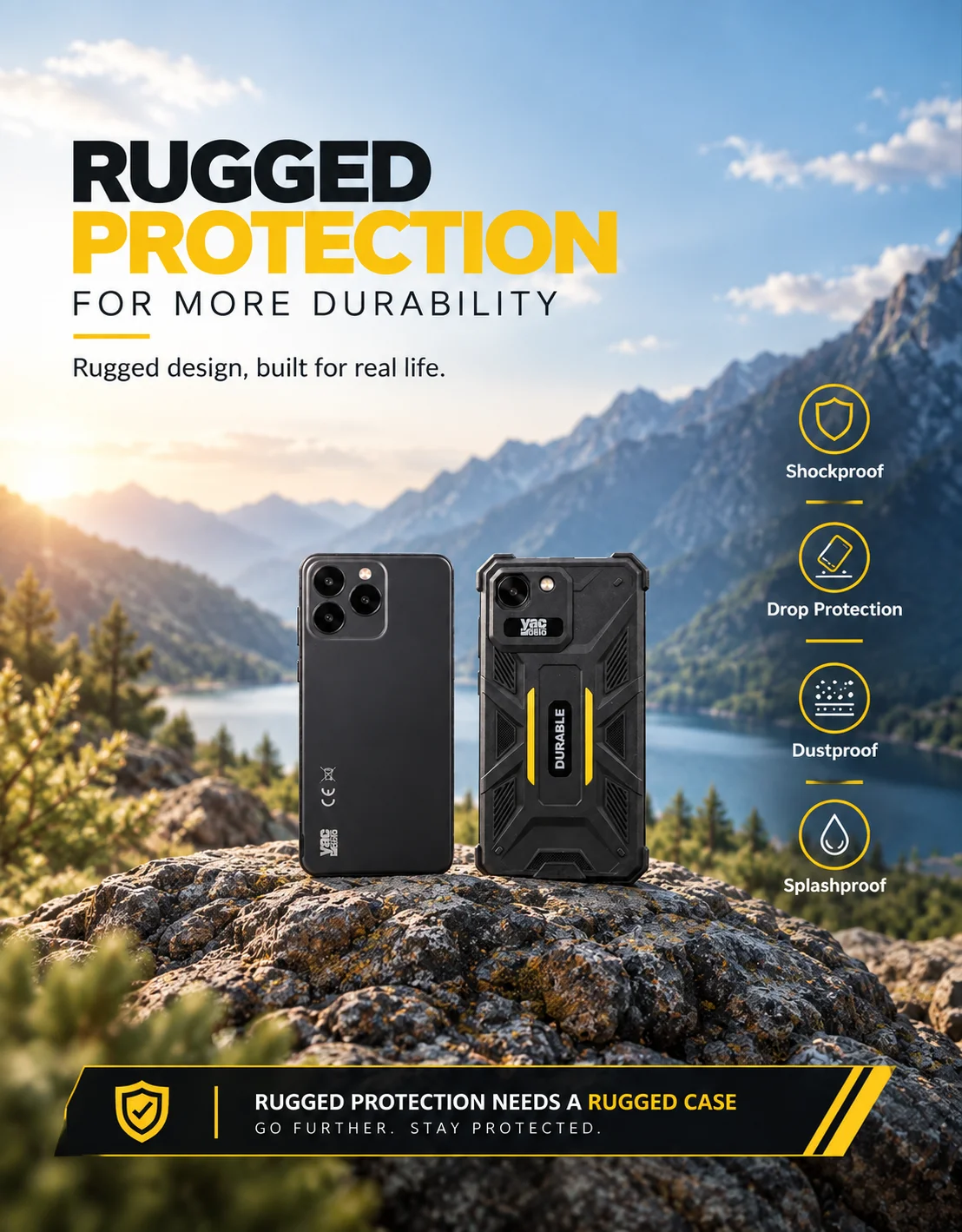 YACDELO ROCK V1 Mini Smartphone Compact Size 4.96' Display 3GB 32GB Removable 3000mAh Battery Android 16 GO Light Weight Phone