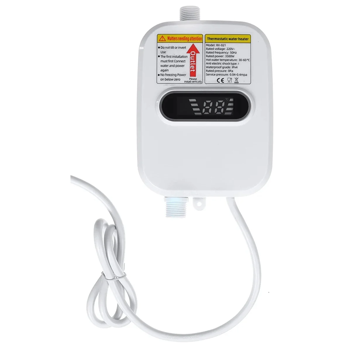 سخان مياه فوري للحمام ، حنفية دش ، سخان ماء ساخن ، شاشة رقمية للمنزل الريفي ، قابس لنا ، من من من إنتاج الولايات المتحدة ،