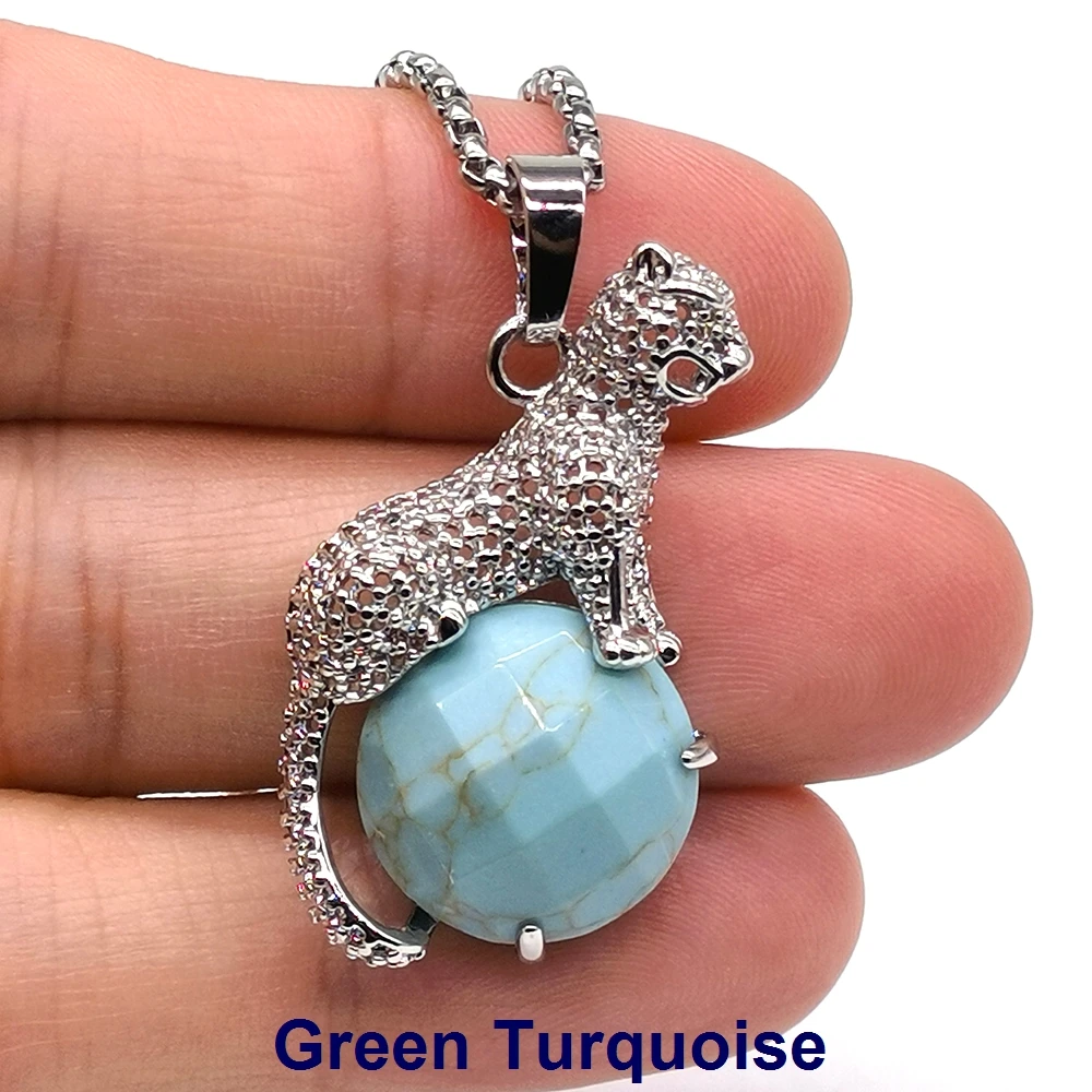 Leopard Shape Stone Pendant Necklace for Jewelry Making Handmade DIY Accessories Natural Crystal Charms Gemstone Christmas Gift