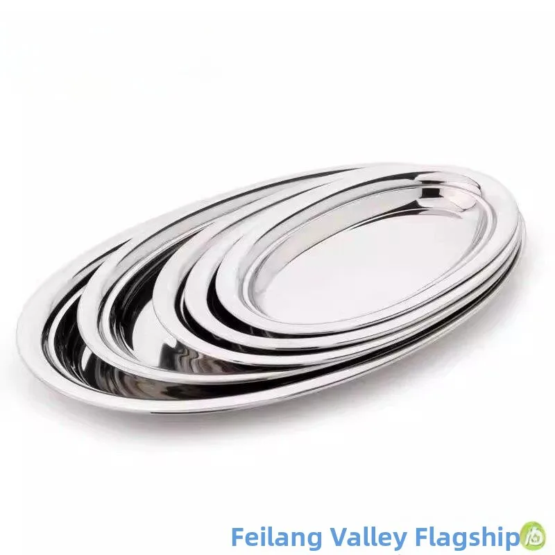

Large Size Stainless Steel Dish Elliptical Shape Adult Fruit Dish Home Use Fish Dish Steamed Dish Korean Style Utensils