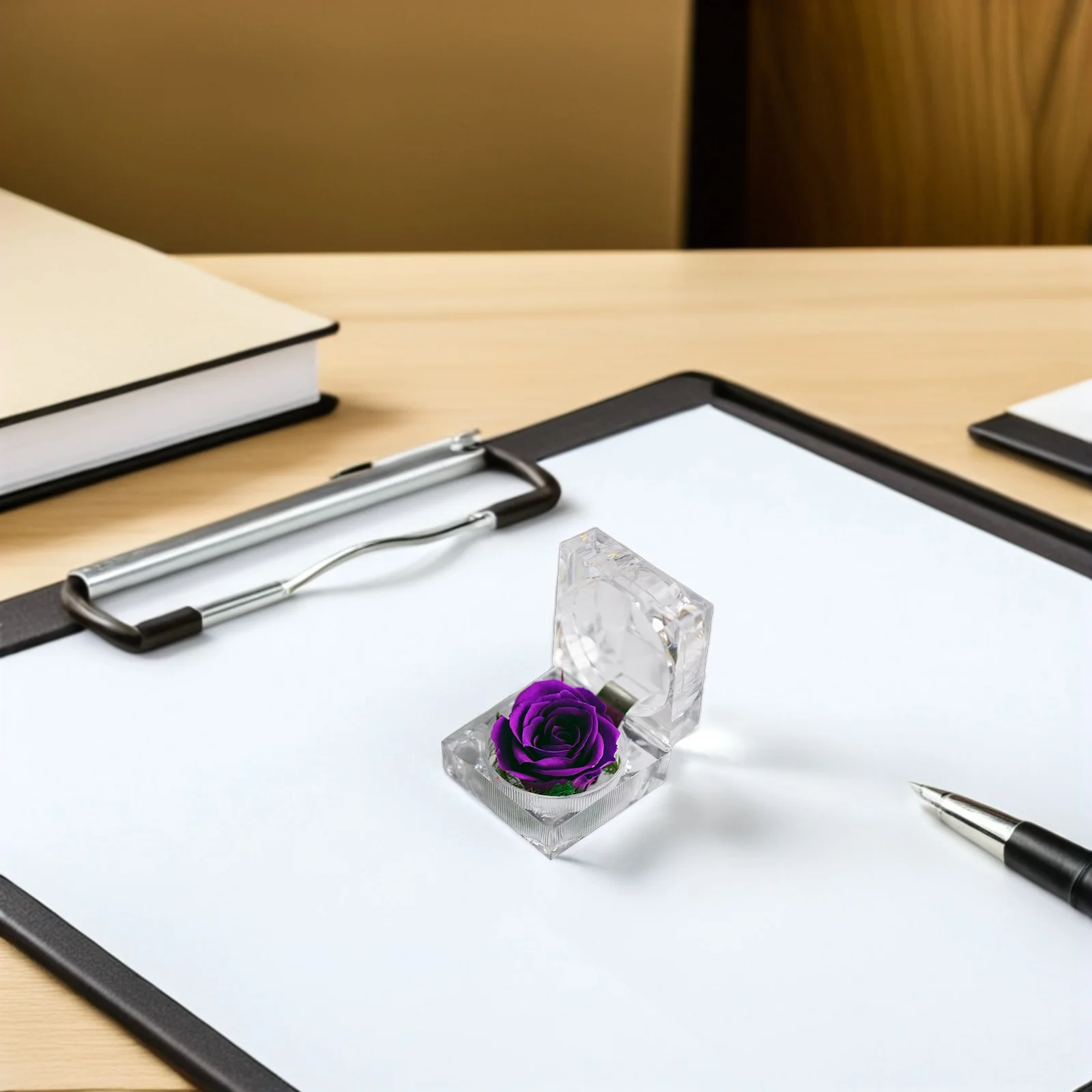 

1pcs Preserved Fresh Rose In Glass Dome Ribbon Decor Wedding Anniversary Valentine'S Day Gift Birthday