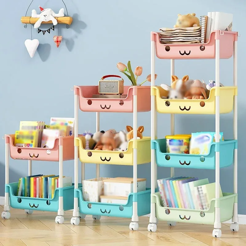 

Trolley Storage Shelf Floor Storage Shelf Household Snacks Bookshelf Picture Book Shelf Moving Multi-layer Arrangement