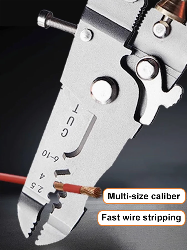 Imagem -05 - Eletricista Wire Stripper e Cortador Ferramenta Manual Eletricista Alicate Eletricista Cortador de Metal Multifuncional Extrator de Stripper de Cabo de Rede
