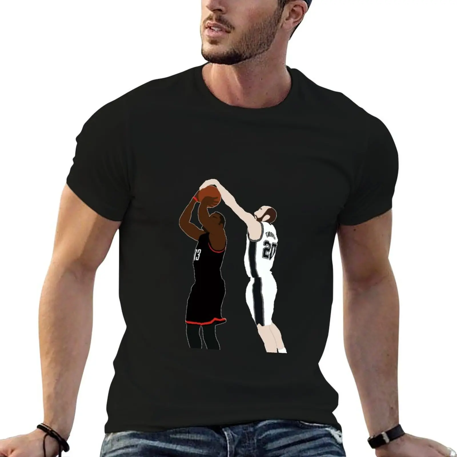 

Manu Ginobili Block On James Harden T-Shirt funny t shirts man cotton t shirt man T-Shirt