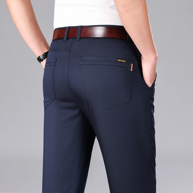 Pantalon décontracté pour homme, pantalon d'été fin, jambe large, droit, fjPolyvalent, qualité haut de gamme, affaires, nouveau, 2024