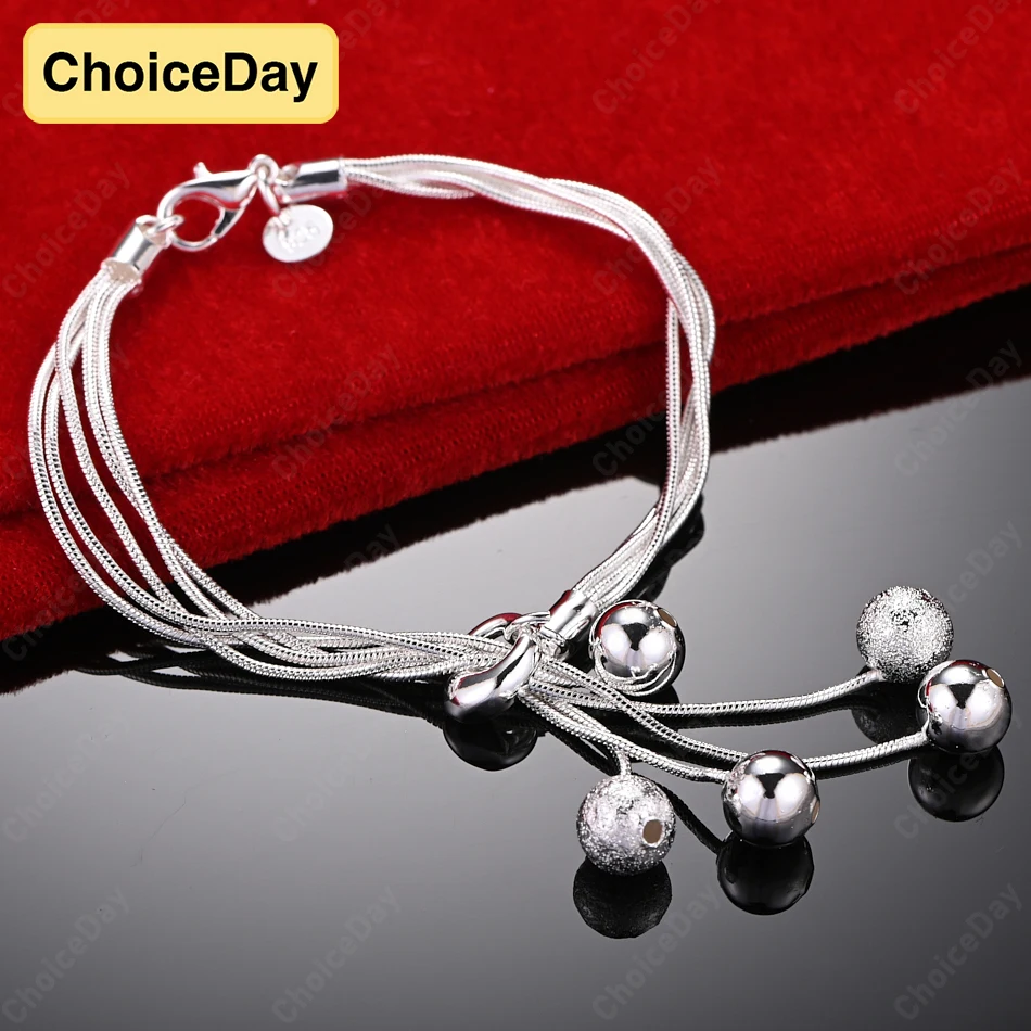 

ChoiceDay 8 Inch 925 Sterling Silver 20cm Delicate Round Bead Bracelet Women Pendant Accessories Jewelry Party