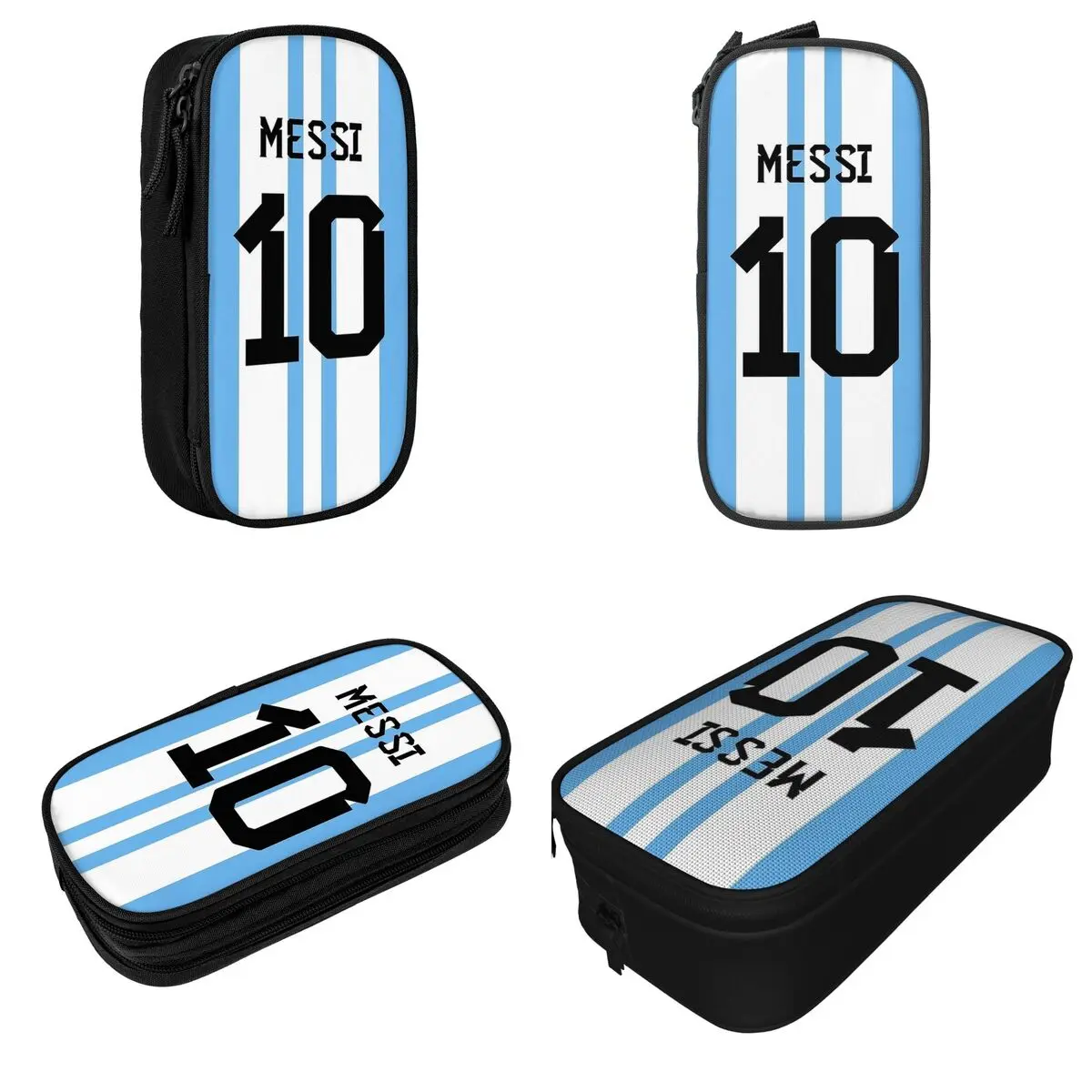 Large Pen Box Messi 10 Soccer Football School Accessories Lionel Football Argentina Double Layer Pen Case Bag Suprise Gift