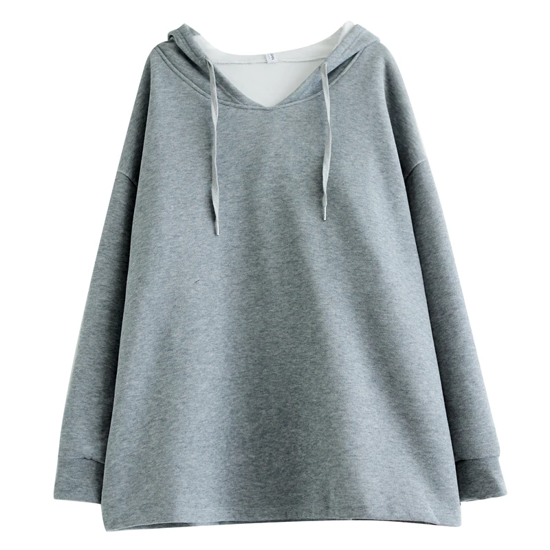 SuperAen V-hals Koreaanse stijl effen kleur lange mouwen losse top 2024 herfst nieuwe vintage oversize casual hoodies