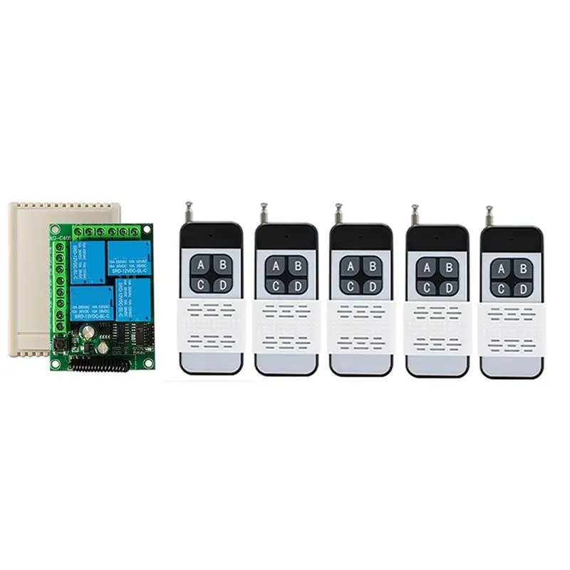 A92Z 433Mhz RF Wireless Remote Control Switch AC 110V 120V 240V 220V 30A 4CH Relay For Garage Door Light Door Access System