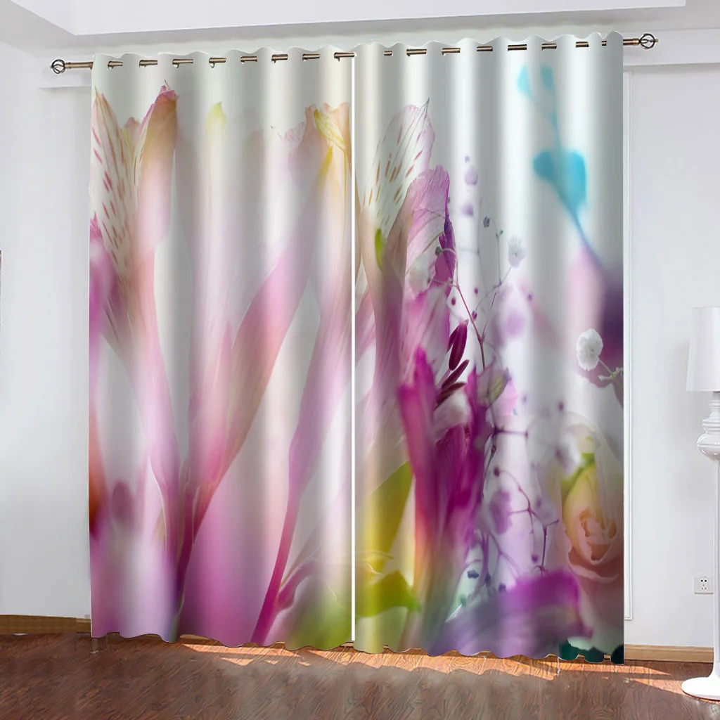 Free Delivery Shipping 3D Purple Flower Bedroom Curtains Window Kids Room, Living Room Curtains, Blackout Children\'S Curtains