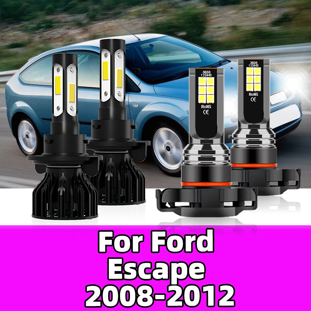 

For Ford Escape 2008 2009 2010 2011 2012 Car Led Headlights 20000LM H13 Hi/Lo 6000K Auto Front Head Lamp Fog Bulb 5202 Luces 12V