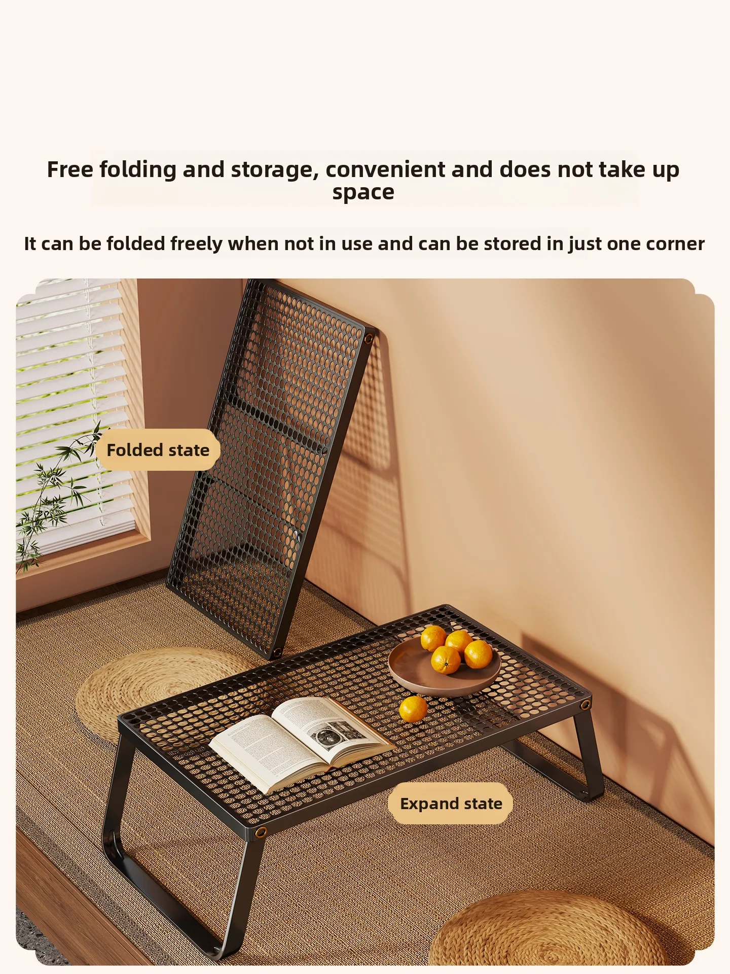 Portable Foldable Small Table for Dorm Bunk Bed Mini Bay Window Desk Low Kotatsu