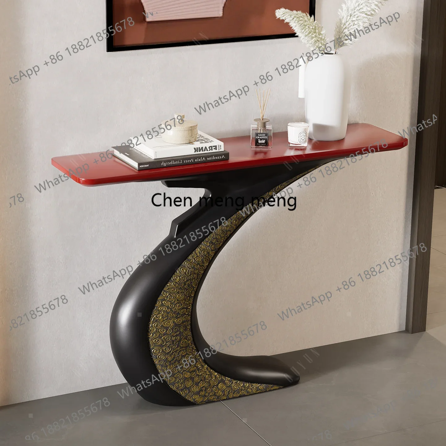 H Entrance table New Chinese-style entrance hall End view table B & B medieval wabi-sabi wind narrow table