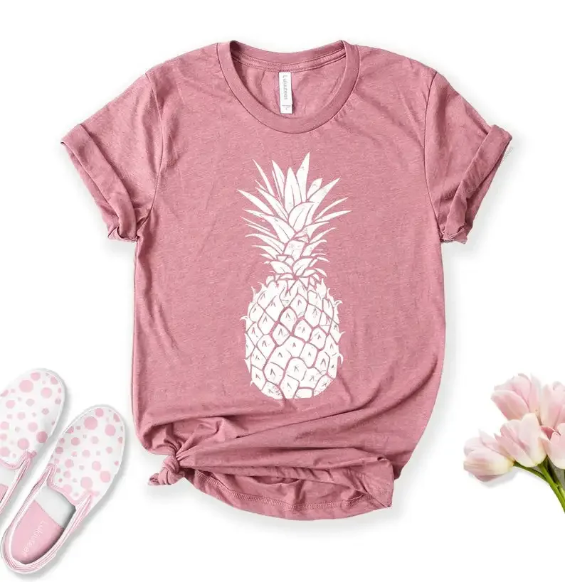 

Pineapple for Women Graphic Tees Foodie Shirt 100% cotton crewneck short sleeve cute fashion top tees for women Ladies plus size