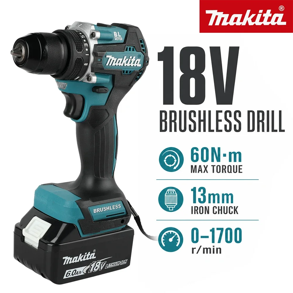 Makita DDF487 18V Cordless Brushless Electric Drill Driver Compact High Torque Electric Variable Speed Brushless Motor Tool