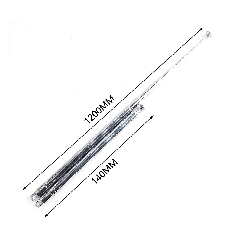1PC 120cm 10 Section Stainless Steel Telescopic Rod Antenna FM AM Radio Super Signal