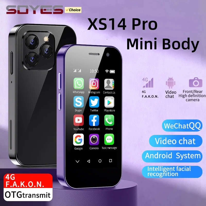 SOYES XS14 PRO 4G Small Smartphone 3.0inch 2GB RAM 16GB ROM Dual SIM MTK Type-C BT4.0 LTE 5MP 2000mAh Android Mini CellPhone