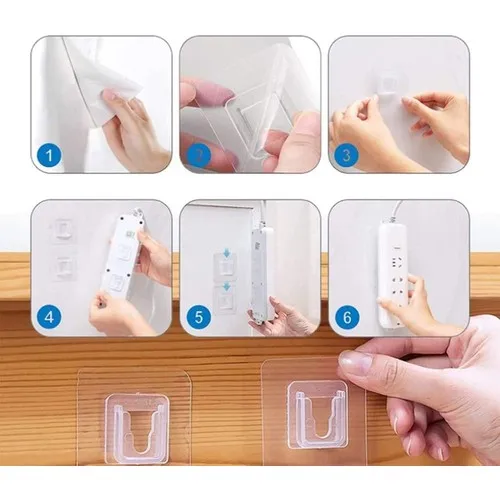 Pufai Double-Sided Adhesive Transparent Smart Hanger Robe Hook 30 Set 60 Piece 3 Package Within