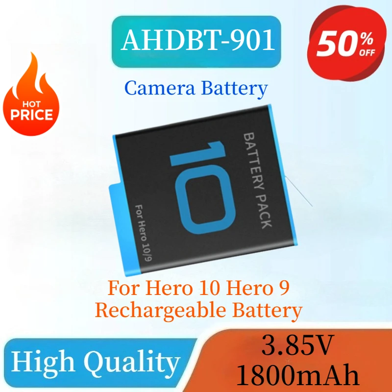 

High Quality Brand New 3.85V 1800mAh Sport Camera Battery For GoPro Hero 10 Hero 9 Full Decode Large Capacity Battery