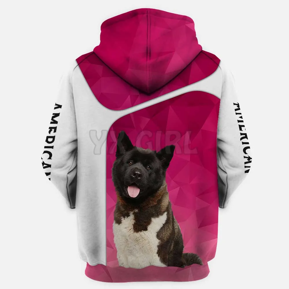 Motif Amerikam Akita Ketika Saya Melihat Kamu Aku Jatuh Dalam Hoodie Cetak 3D Uniseks Pullover Hoodie Anjing Lucu Baju Olahraga Jalanan Kasual