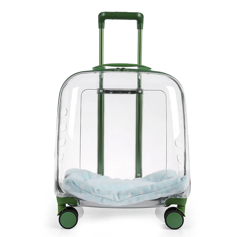 

Cat Kennel Trolley Case Portable with Wheel Pet Carrier Fully Transparent Airline Approved Breathe Travel Dog Carrier bag