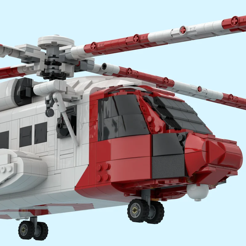 ตัวต่อแบบทหาร รุ่น MOC ฮีลิคอปเตอร์ซิคอร์สกี้ S-92 ​ ​ ​ ​ ​ ​ ​ ชุดของเล่นประกอบเองแบบตัวต่อเทคโนโลยีรุ่นต่างๆ สำหรับเทศกาล