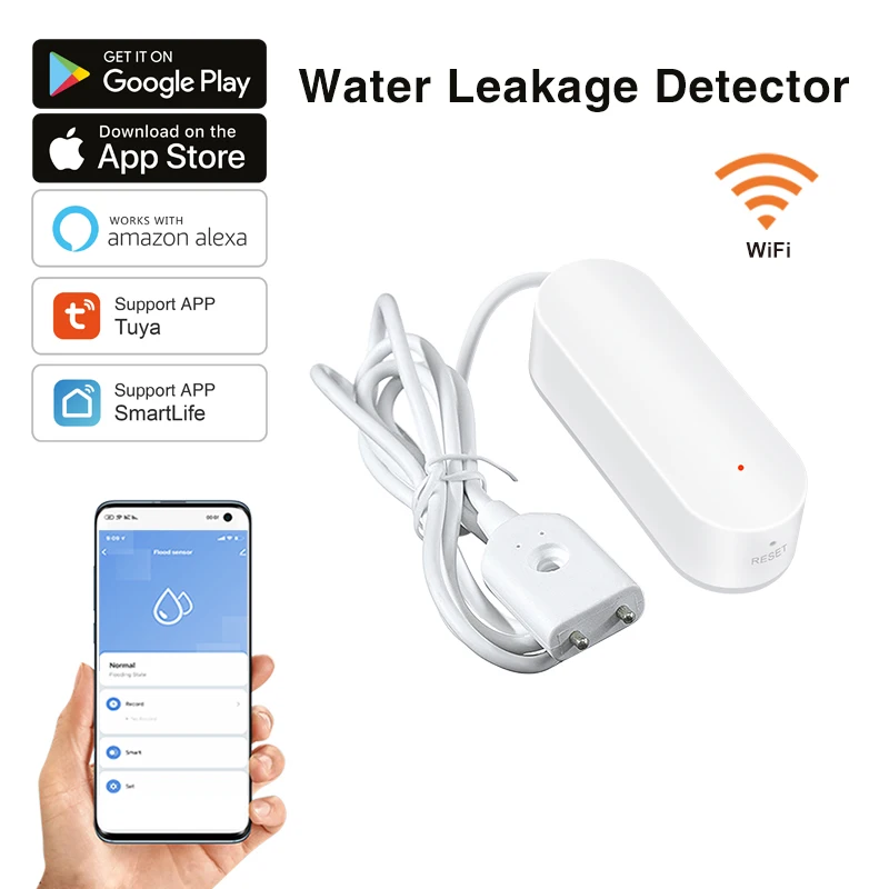 Tuya WiFi Water Leak Detector Water Flood Sensor Smart Life APP Remote Monitoring Flood Alert Overflow Security