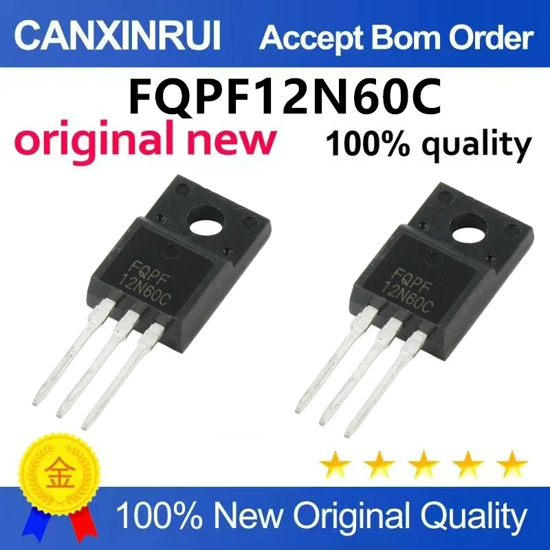 （5pcs10pcs）Brand new original FQPF12N60C TO-220F plastic sealed 600V 12A N channel field-effect transistor