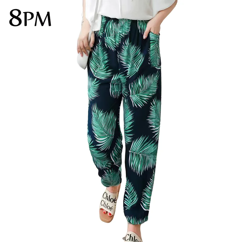 Women's Casual Print Palazzo Pants, Loose Sleep Pyjama Pants, Wide Leg, Thin Shorts, Cropped Pants, Summer Outdoor, ouc1143