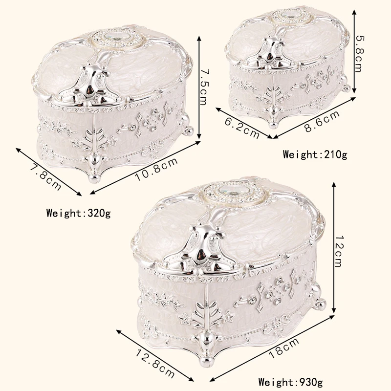 Creative Oval Rhinestone Jewelry Box Retro Earrings Necklace Storage Organizer Decorative Gift Box for Women