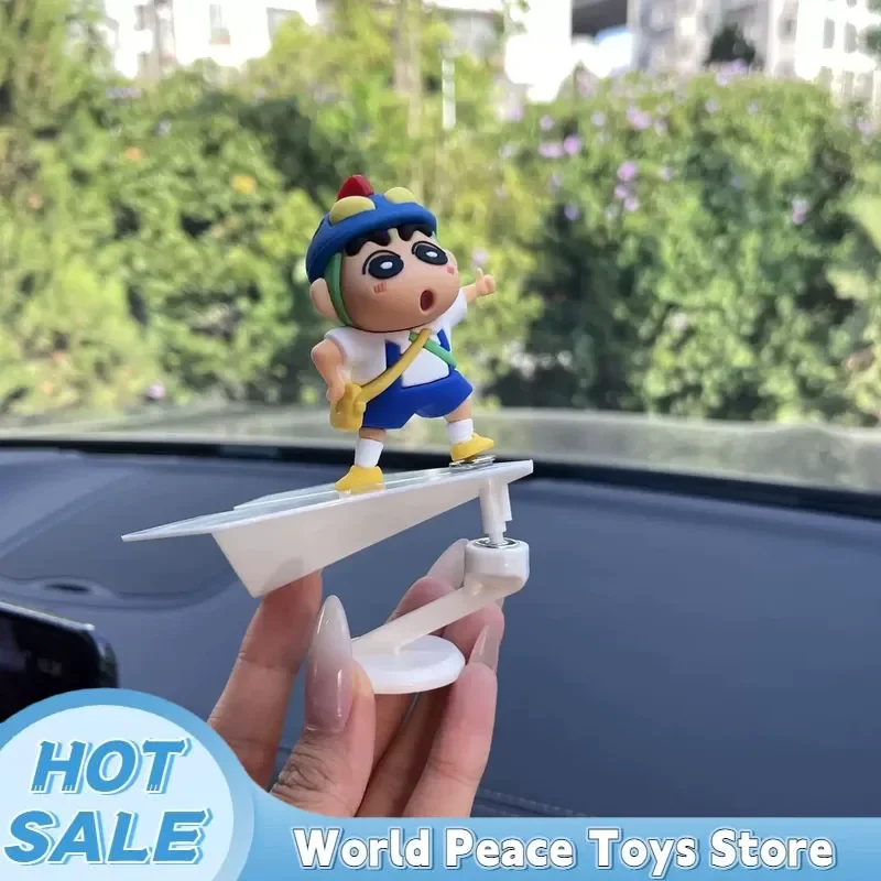 Rotate Aircraft Crayon Shin-Chan Car Dashboard Ornaments Auto Interior Console Decor Figurines Desktop Decoration Mini Model view 4