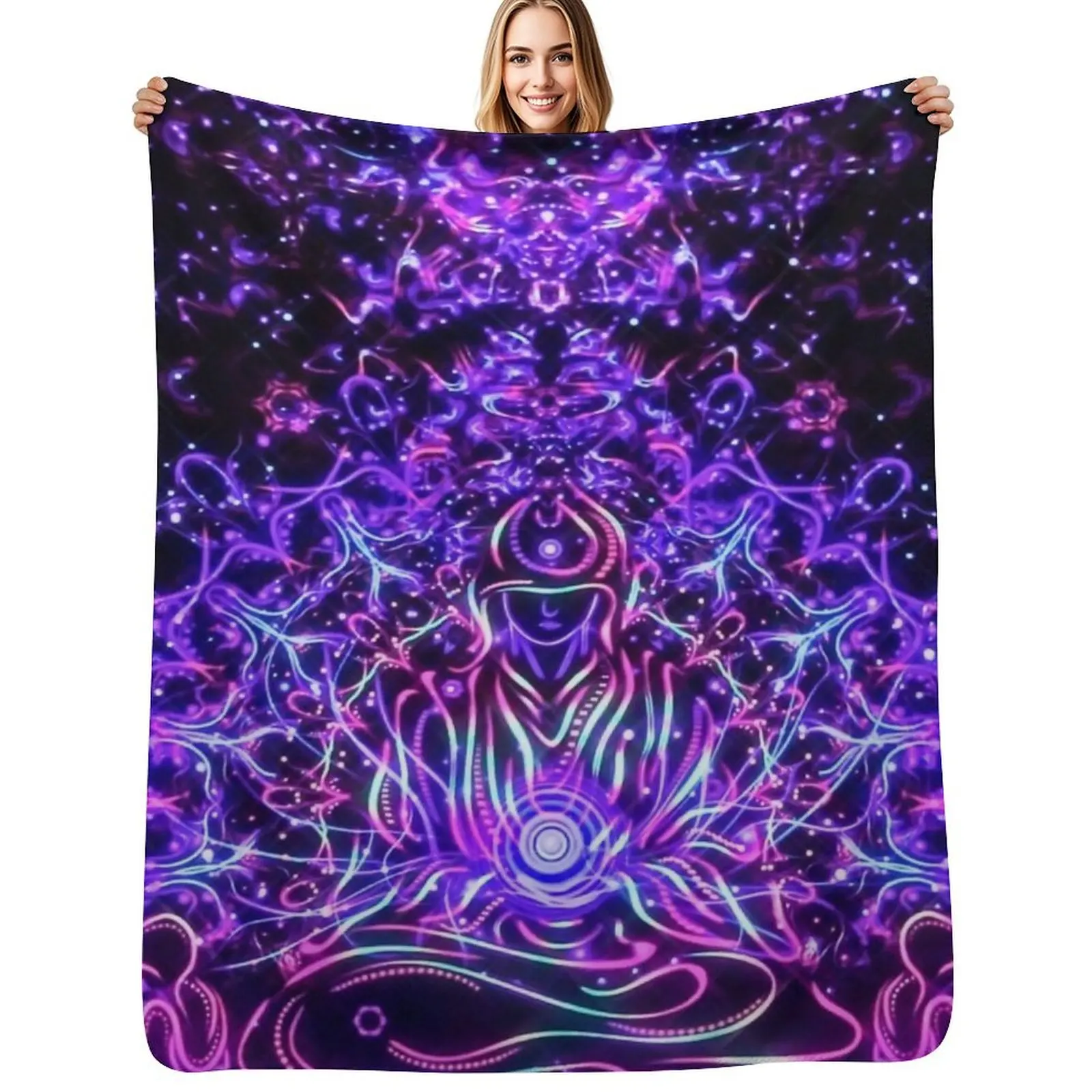 

Psychedelic Trippy Blacklight Throw Blanket Soft Breathable Blanket for Night Sleeping