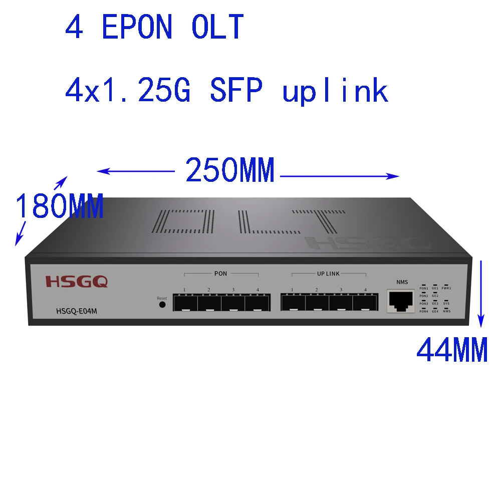 HSGQ free shipping 4 PON Ports mini EPON OLT,  4 SFP 1.25G optical uplink ports, HSGQ 4 EPON OLT