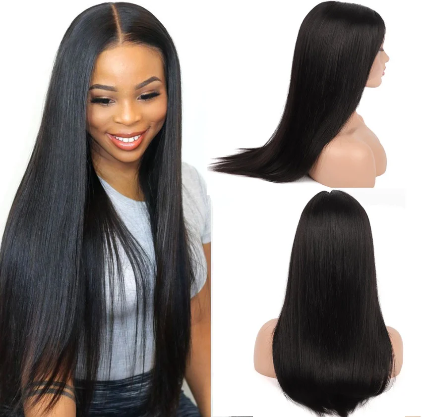 Black Natural Color 1B 40 Inches Long-length 200% High Density 360 5x5 13x6 13x4 HD Transparent Lace Frontal Wig Human Hair Wigs Bone Straight Pre Plucked For Women Brazilian Hair image 3