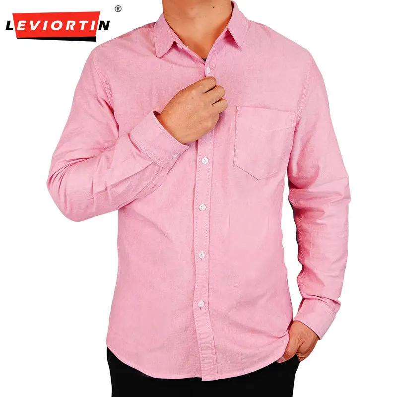 

Autumn Men's Cotton Oxford Long Sleeve Shirts With Chest Pocket Slim Fit Business Casual Basic Social Button Down Dress Shirts