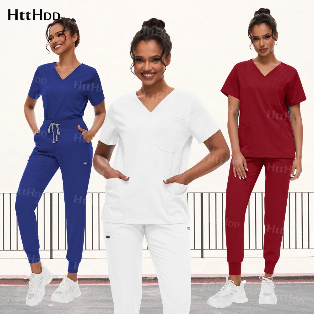 Unisex respirável médicos uniformes para mulheres, roupas de trabalho, spa beleza uniforme, jaleco, esfrega conjunto, esfoliante dental veterinário,