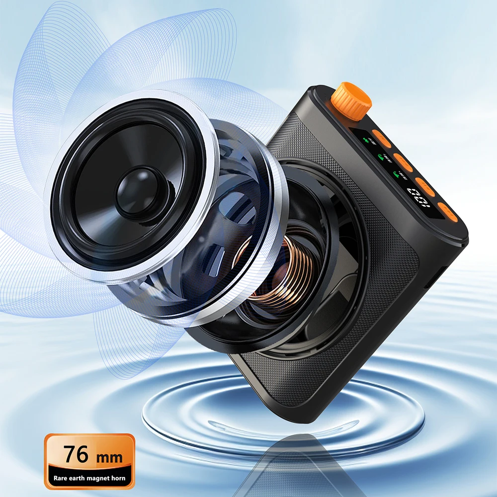 مكبر صوت لاسلكي صغير مع ميكروفون Lavalier مضخم صوت محمول للمعلمين وكبار السن والدليل السياحي والمدربين، #5