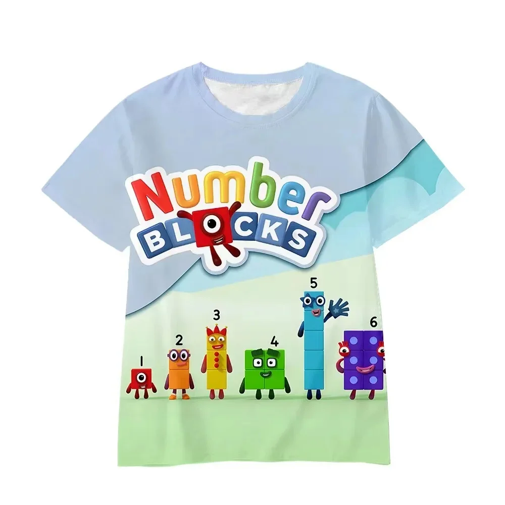 Boys And Girls Summer Happy Birthday 2 3 4 5 Cute T Shirt Numberblocks Print Graphic Tee Children Clothing Cartoon Kids Tops New