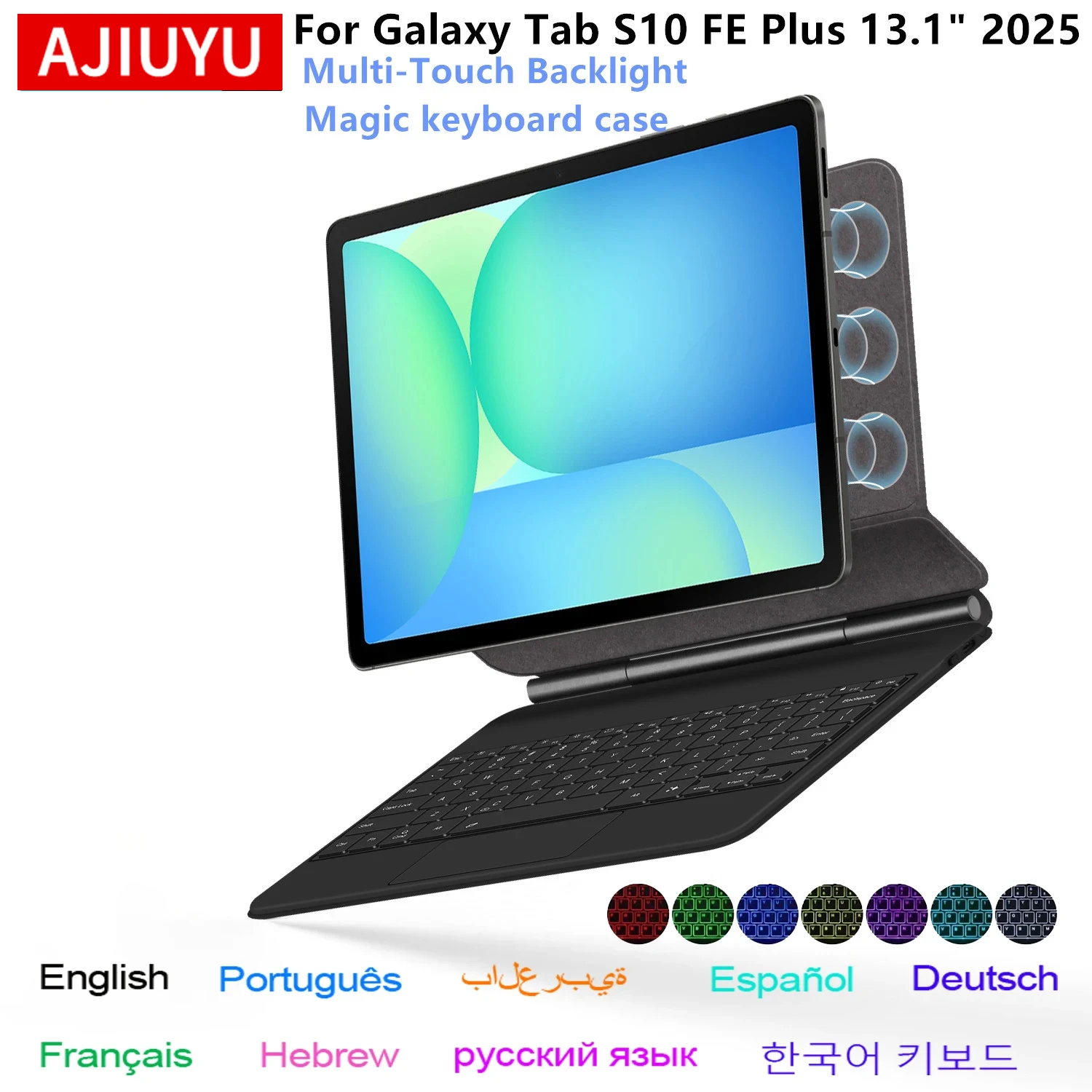 Magic Keyboard for Samsung Galaxy Tab S10 FE Plus 13.1 Inch Smart Case Tab S10 FE+ 13.1 SM X620 X626B Multi-touch Keyboard Cover
