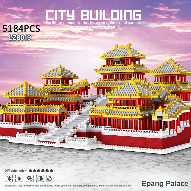 

Nanobrick Chinese Historical Civilization Architecture Micro Block Snow Epang Palace Model Build Brick Toy Collection For Gift