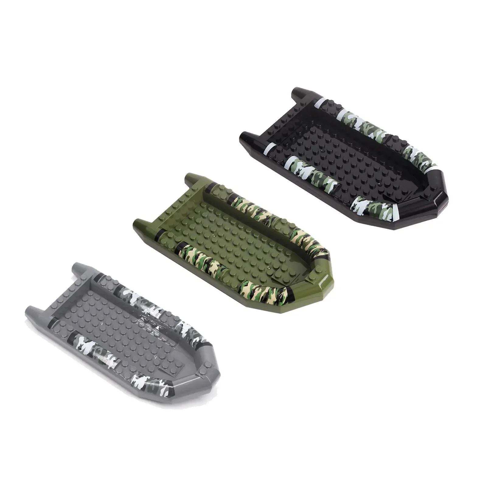 Military Camouflage Rubber Boat Rescue Canoeing Lifeboat Kayaking Infantry Army MOC Building Block Brick Brickset Kid Toys