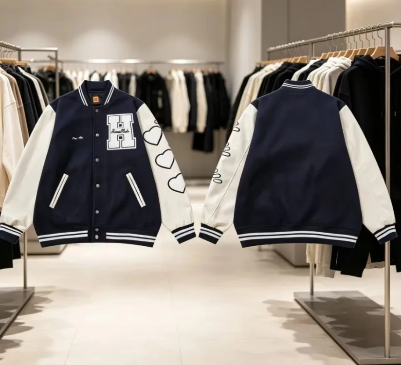 HUMAN MADE Vintage Varsity Jacket Heart Duck Tiger Patch Chenille Embroidery Unisex Casual Outerwear